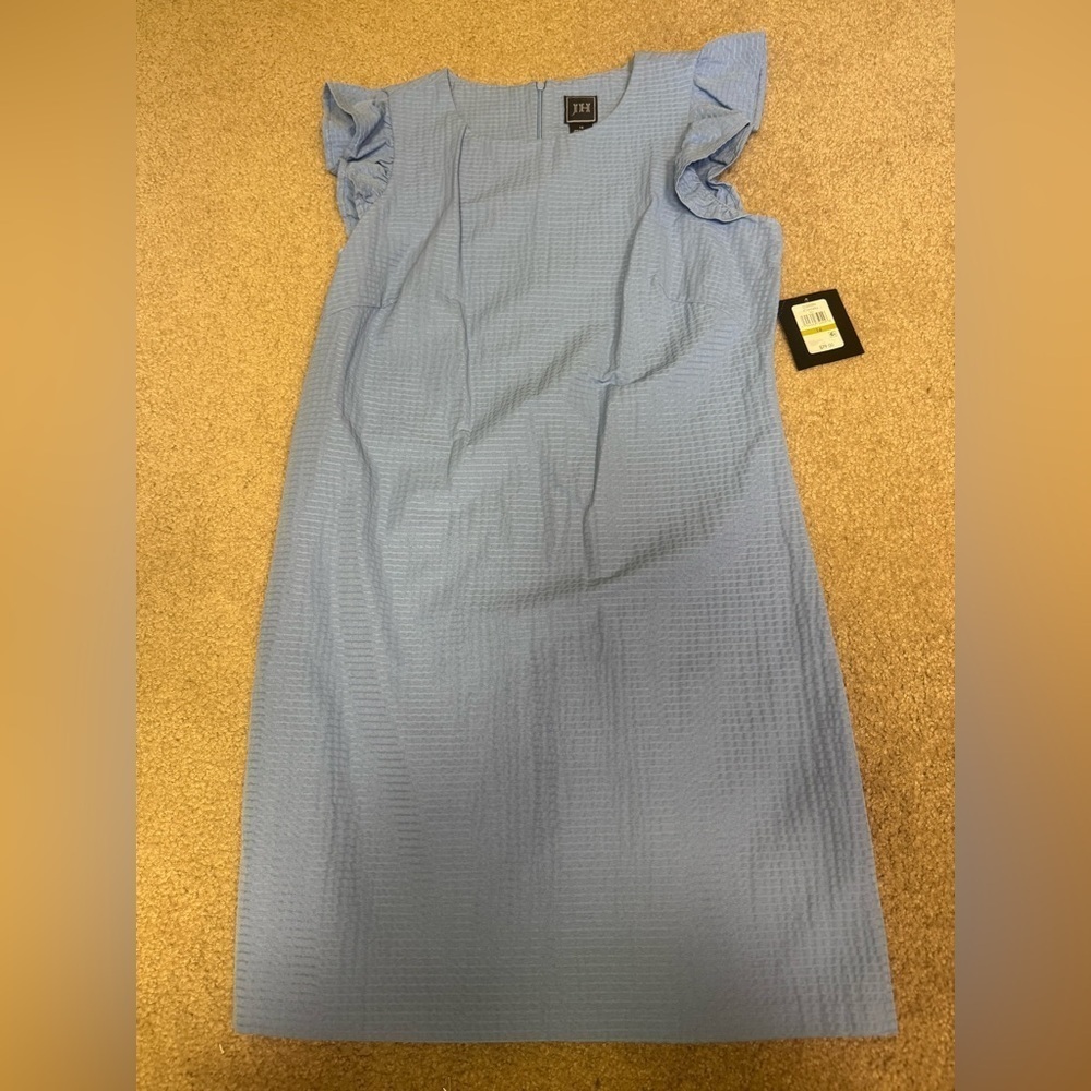 Jessica Howard NEW SLEEVELESS Dress ruffle sleeve BLUE size 14 Macys